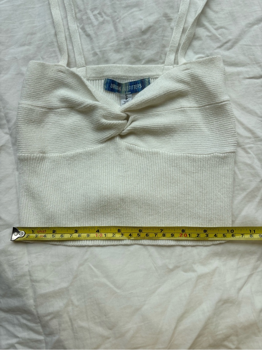Urban Outfitters White Ribbed Twist-Front Cropped Cami Top Size S - Picture 7 of 12
